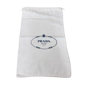 Prada Milano White Drawstring Dust Bag 13.5”x8.5” Cotton Blend Handbags Or Shoes